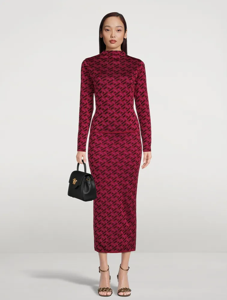 La Greca Jacquard Pencil Skirt