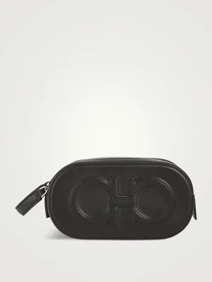 Double Gancio Leather Toiletry Bag