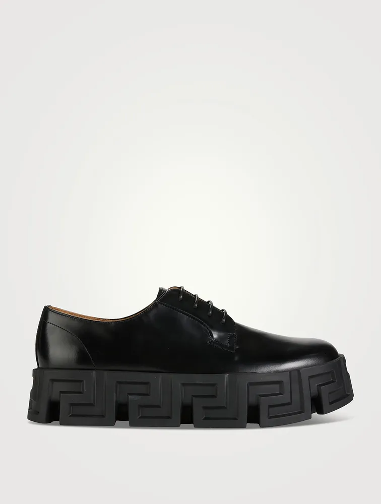 Greca Labyrinth Leather Derby Shoes