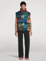 Chevron Down Puffer Vest Check Camo Print