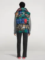 Chevron Down Puffer Vest Check Camo Print