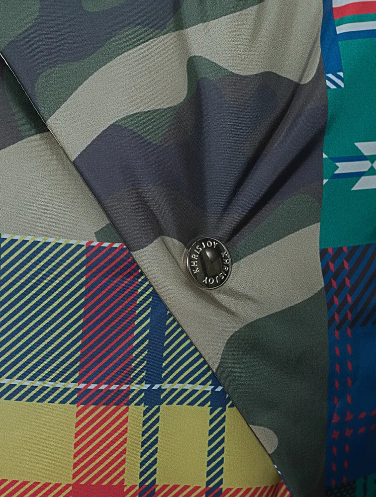 Chevron Down Puffer Vest Check Camo Print