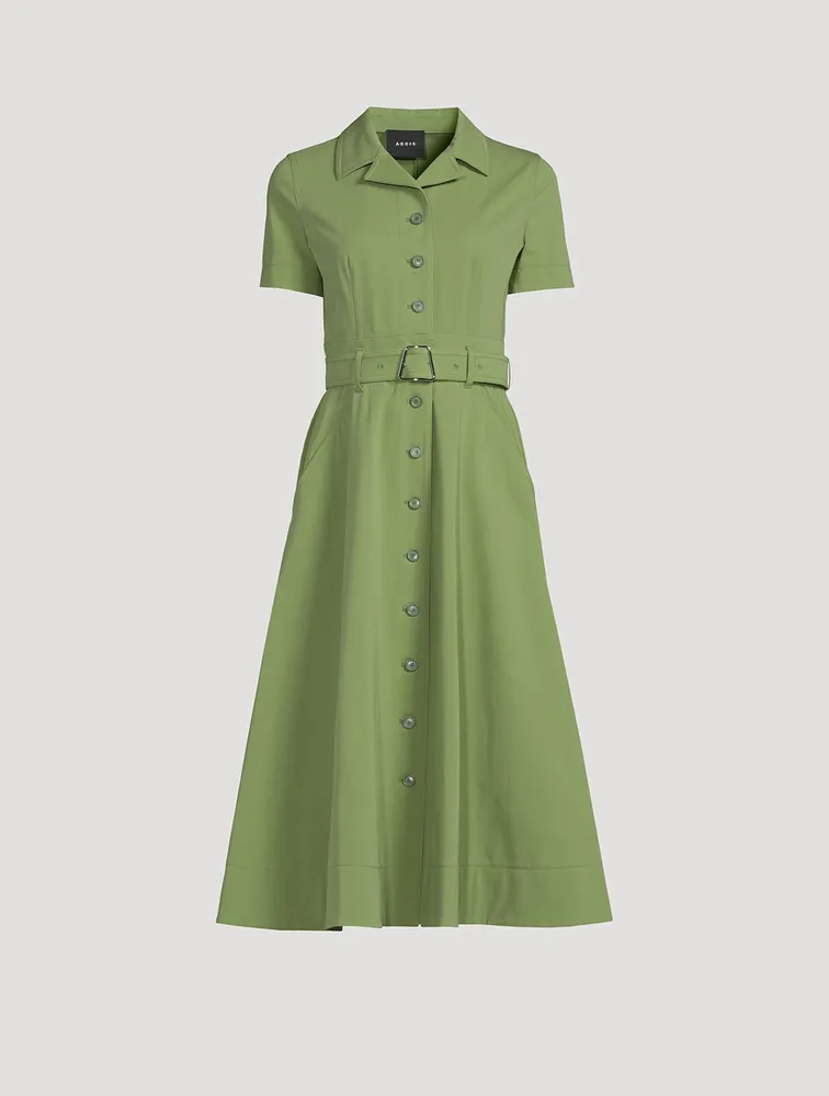 Belted A-Line Midi Dress