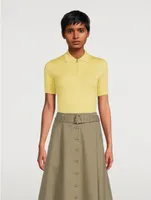 Short-Sleeve Rib Knit Polo Shirt