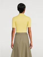 Short-Sleeve Rib Knit Polo Shirt