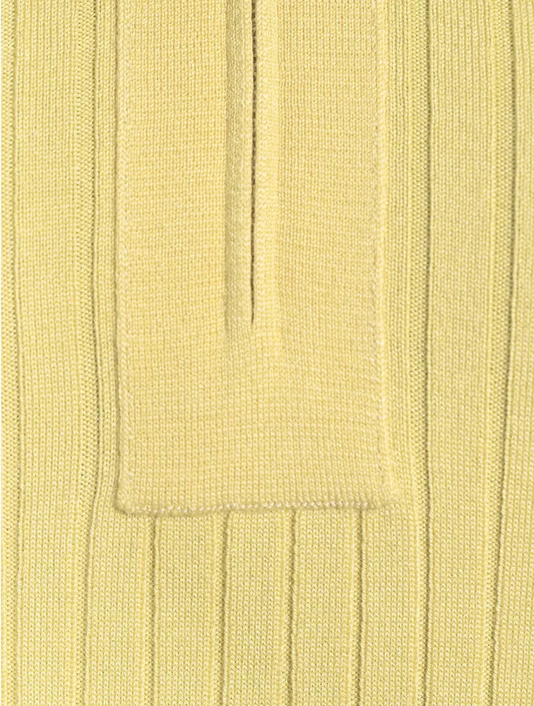 Short-Sleeve Rib Knit Polo Shirt