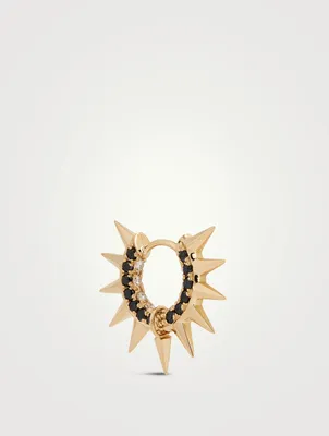 18K Gold Mohawk And Pavé Diamond Hoop Earring