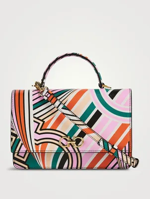 Mini Gancini Printed Leather Top Handle Bag
