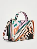 Mini Gancini Printed Leather Top Handle Bag