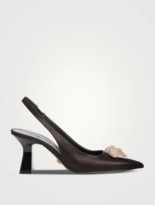 Crystal La Medusa Satin Slingback Pumps