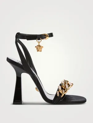 Medusa Chain High Heel Sandals With Crystals