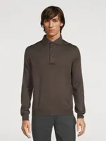 Wool Long-Sleeve Polo Shirt