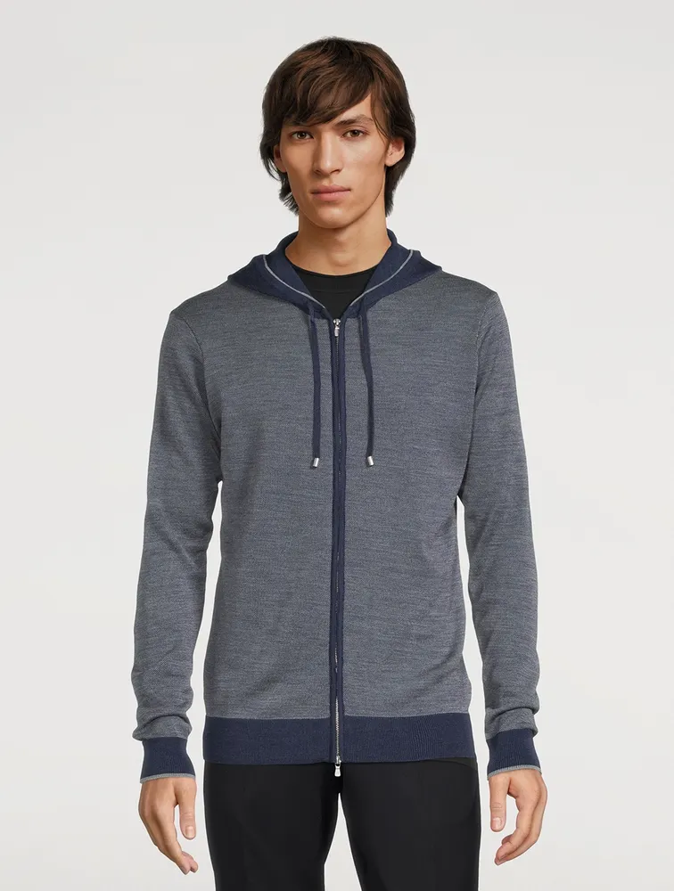 Merino Wool Long-Sleeve Sweater With Hood