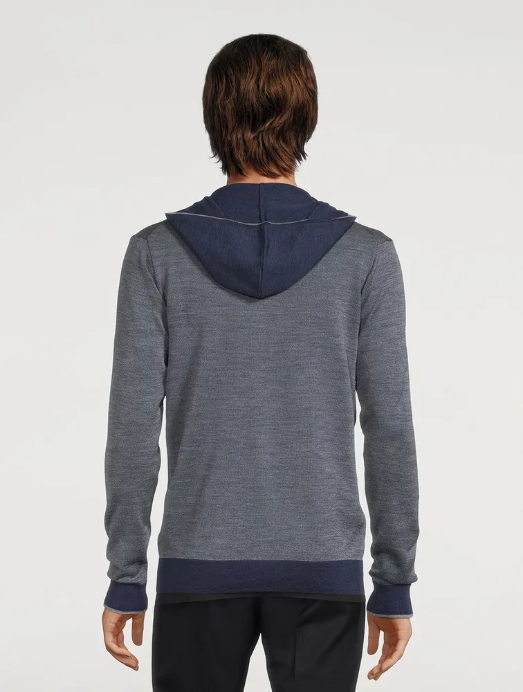 Merino Wool Long-Sleeve Sweater With Hood