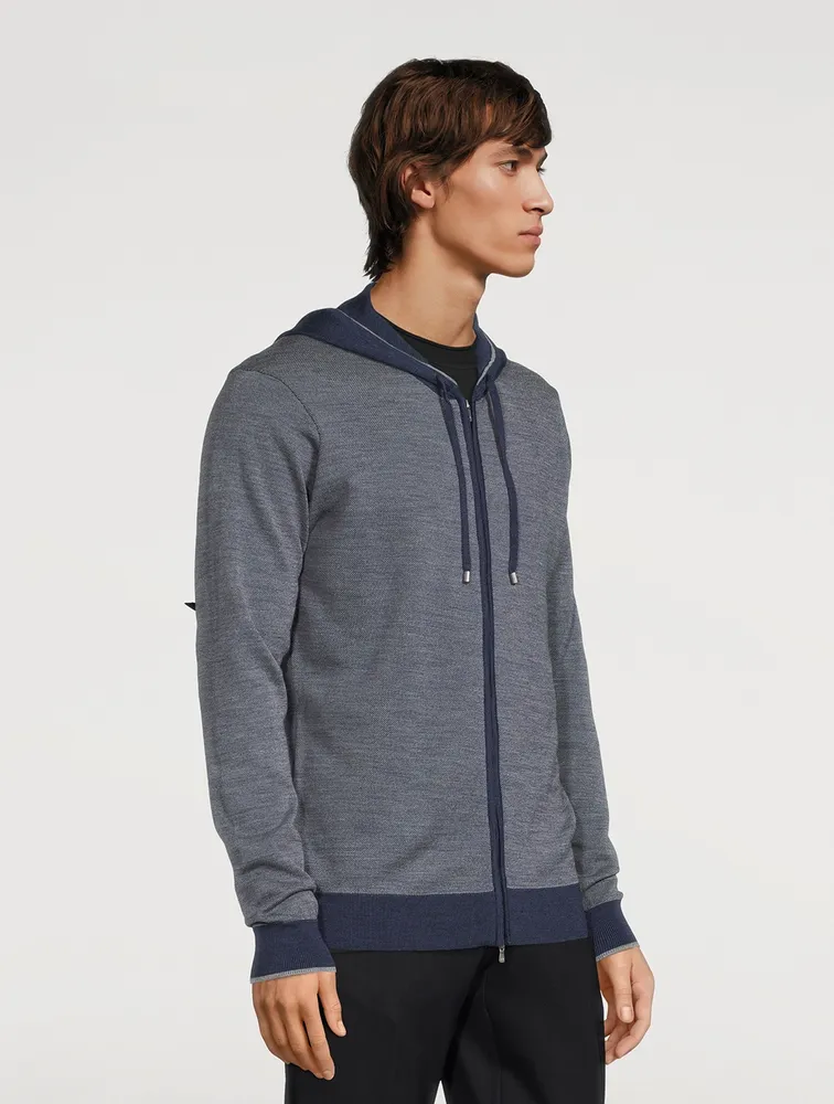 Merino Wool Long-Sleeve Sweater With Hood
