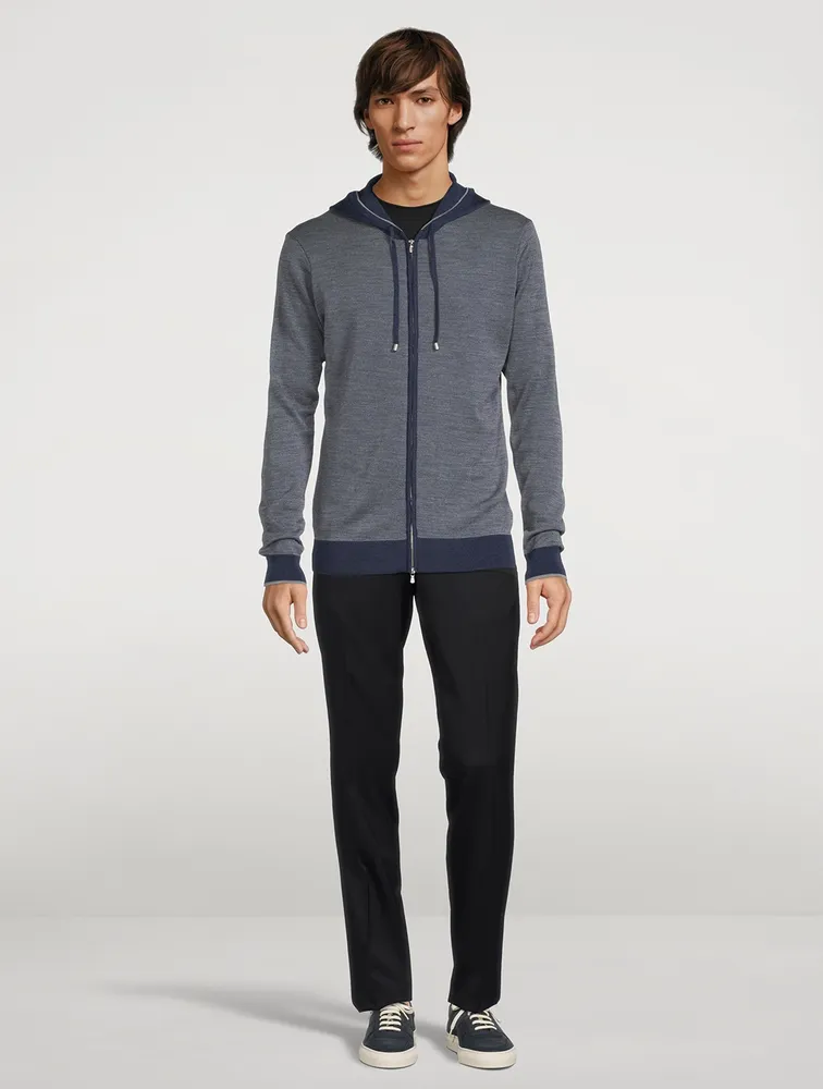 Merino Wool Long-Sleeve Sweater With Hood