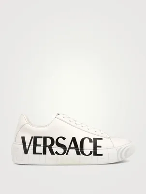 Greca Logo Leather Sneakers