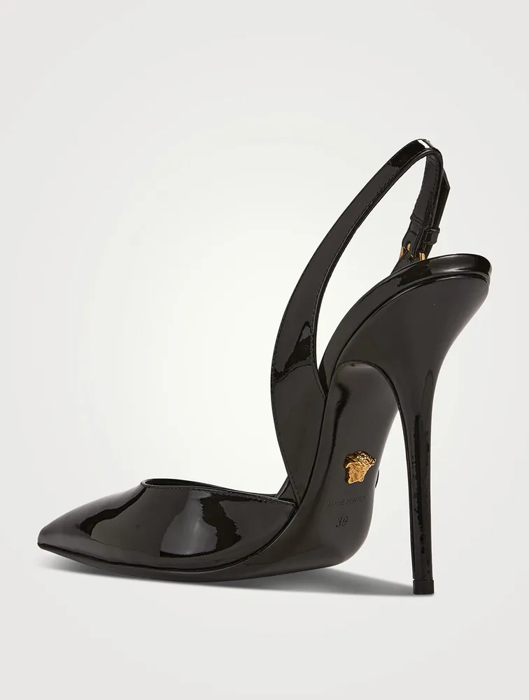 Safety Pin Patent Leather Slingback Pumps