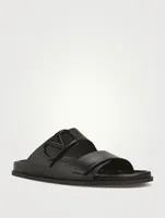 VLOGO Leather Slide Sandals