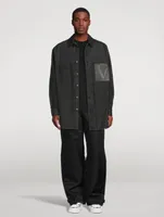 Denim Shirt With Leather Pocket