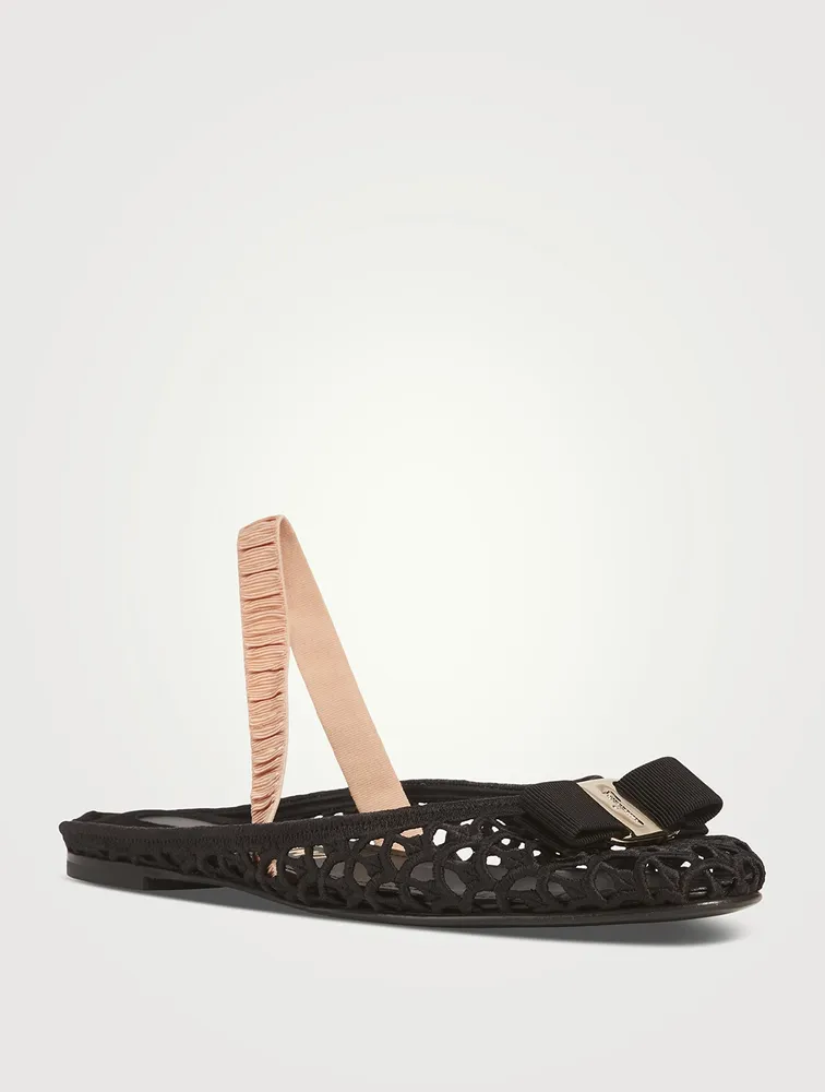 Vara Bow Macramé Slingback Flats