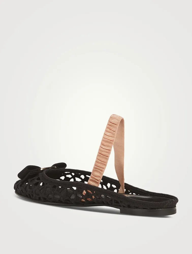 Vara Bow Macramé Slingback Flats