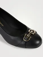 Double Gancini Leather Pumps