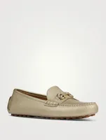 Metallic Leather Driving Loafers