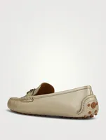 Metallic Leather Driving Loafers