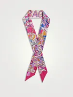 Silk Ribbon Scarf In Manovia Print
