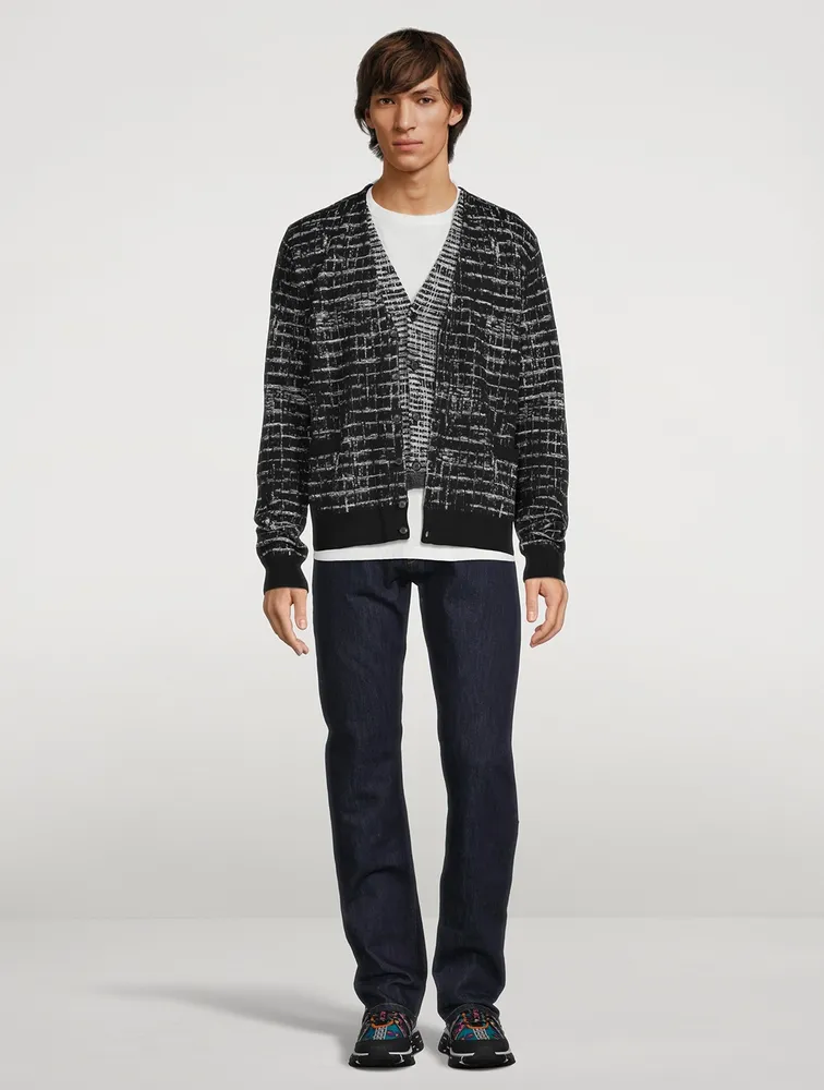 Wool Checked Cardigan