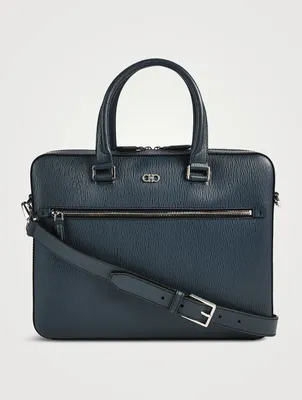Gancini Hammered Leather Briefcase