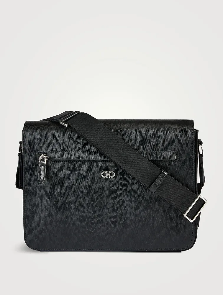 Gancini Leather Messenger Bag