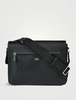 Gancini Leather Messenger Bag