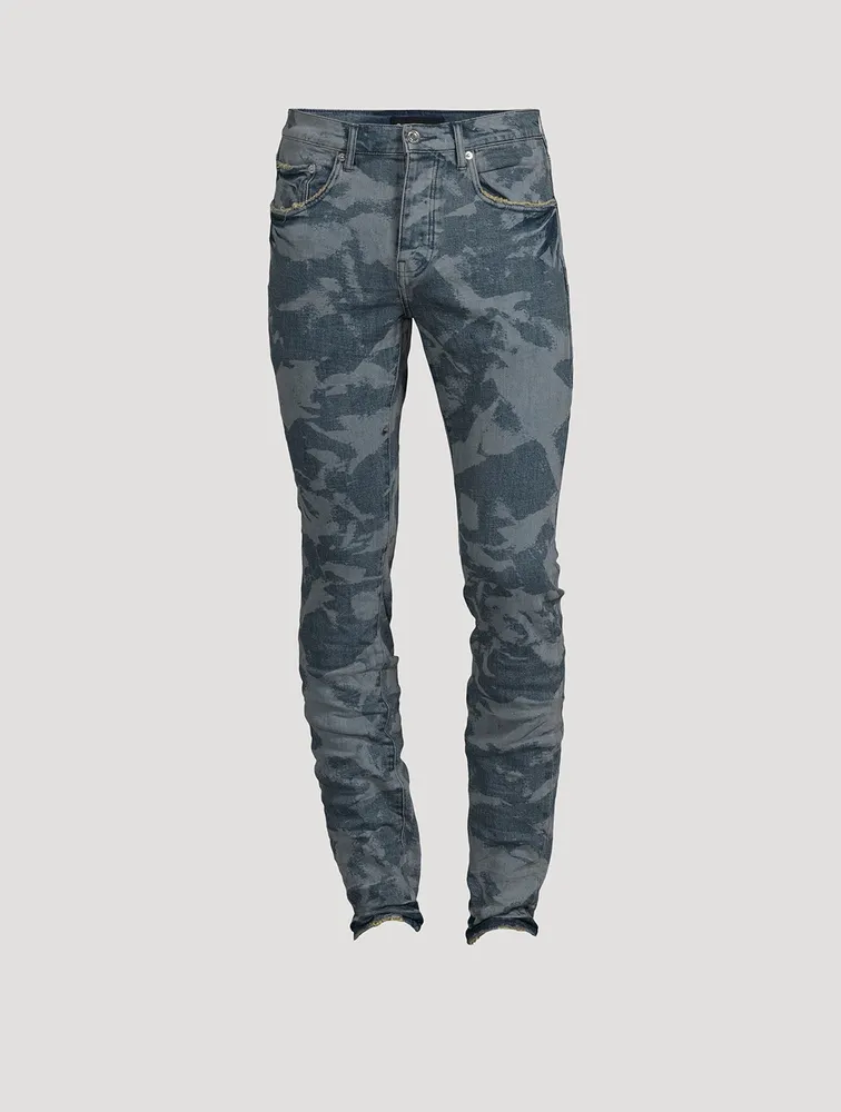 Laser Wrinkled Indigo Slim-Fit Jeans