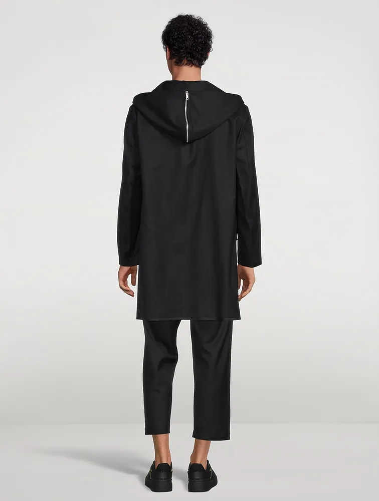 Wool Coat With Zip Hood