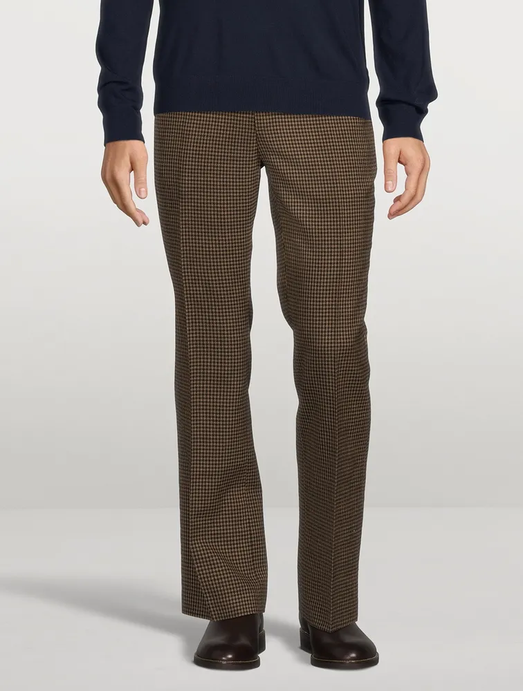 Wool Tailored Pants Check Print