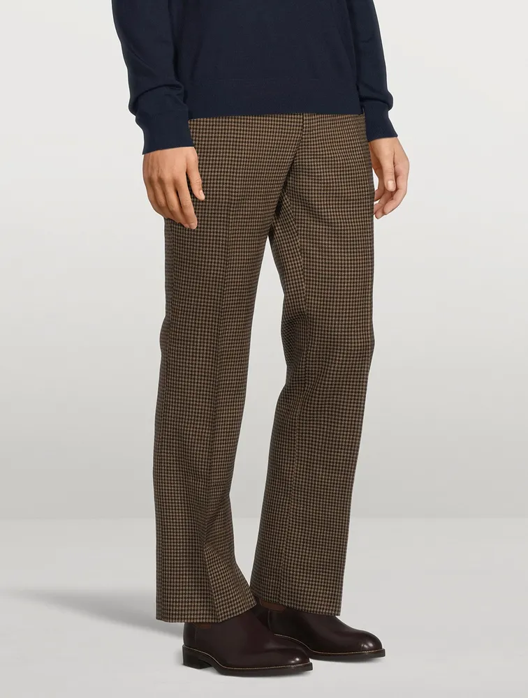 Wool Tailored Pants Check Print