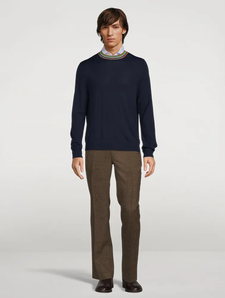 Wool Tailored Pants Check Print