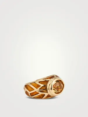 Vintage Citrine And Enamel Ring