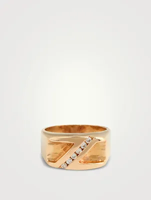 Vintage Diamond Rectangle Signet Ring