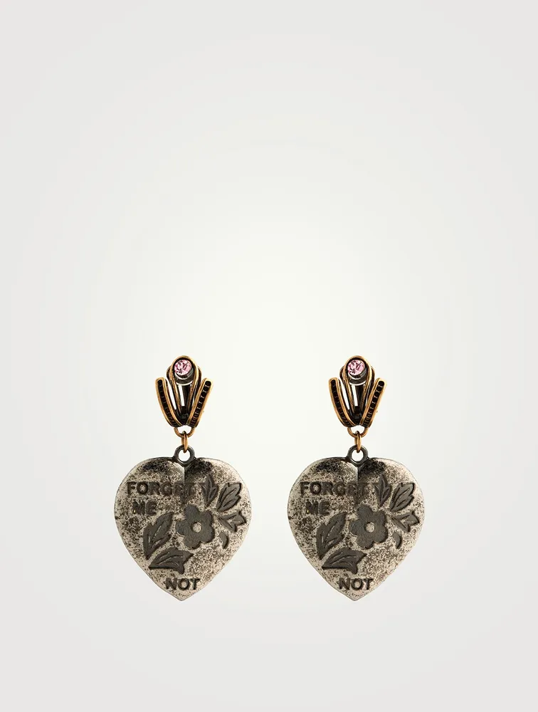 Forget Me Not Heart Clip-On Earrings