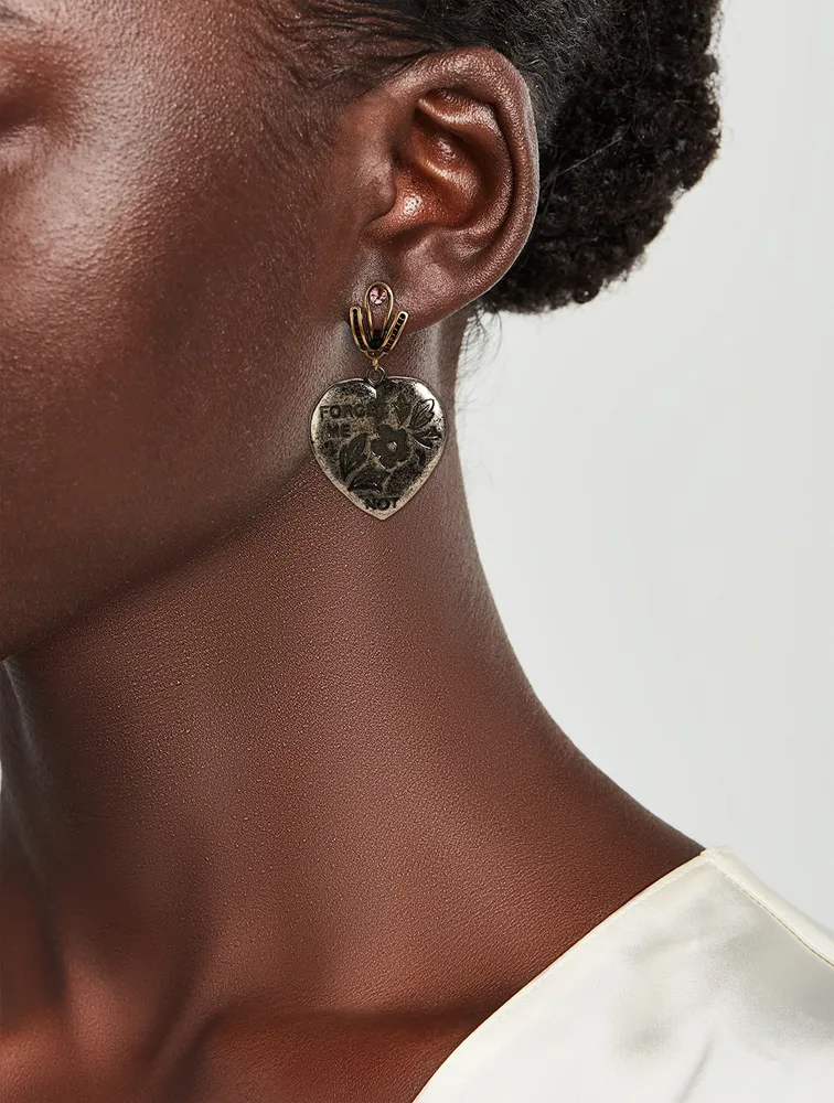 Forget Me Not Heart Clip-On Earrings