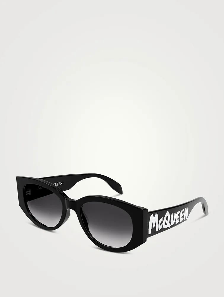 Oval Sunglasses With Graffiti Logo