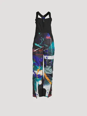 Wadded Ski Overalls Paint Splatter Print