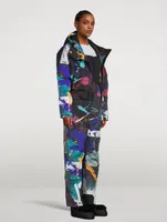 Wadded Ski Overalls Paint Splatter Print