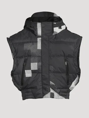 Cropped Down Vest Pixel Print