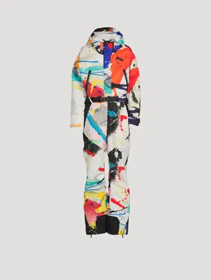 Down Ski Suit Paint Splatter Print