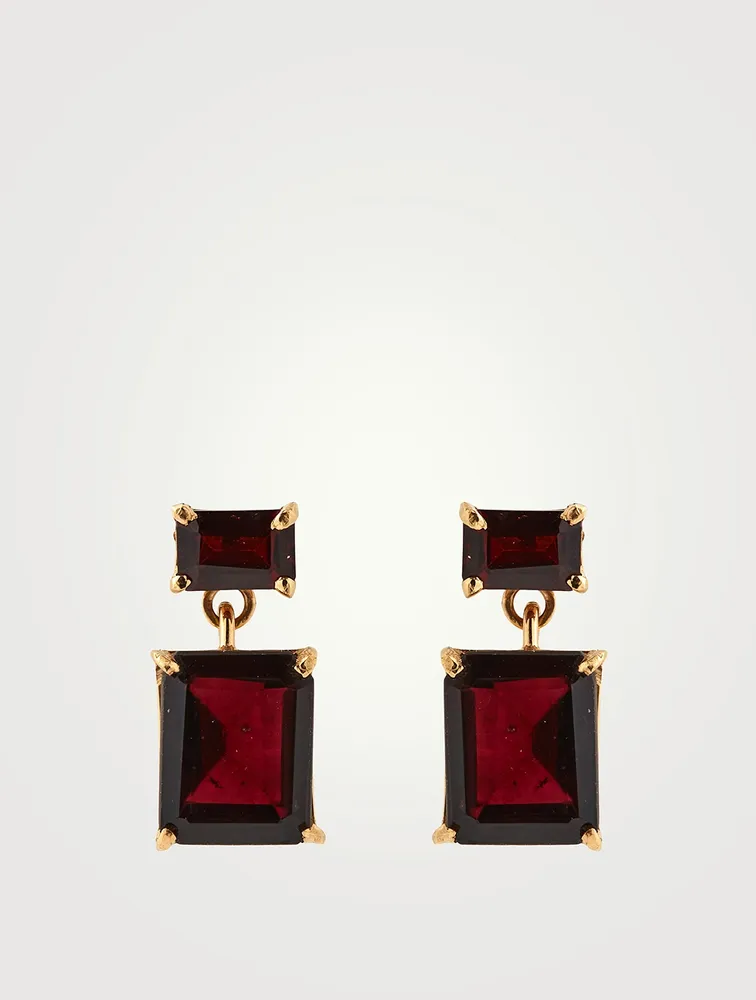 Gem Drop Earrings With Garnet