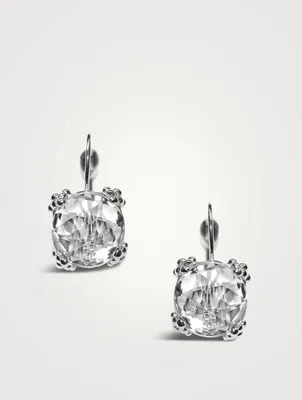 Dew Drop 14K White Gold Cluster Earrings With Topaz